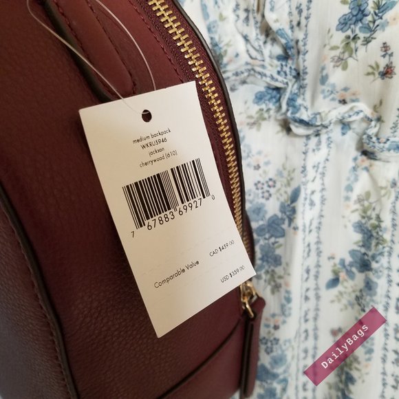 KATE SPADE MEDIUM JACKSON BACKPACK CHERRYWOOD RED - Picture 13 of 13